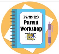 Parent Workshop sign on a notebook and pencil with the school  jaguar logo
